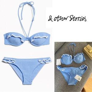 & Other Stories Light Blue Ruffle Trim Bikini
